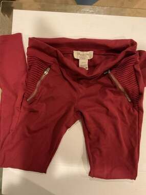 American Rag Women's Size Medium Burgundy Moto Leggings with Zipper Accents